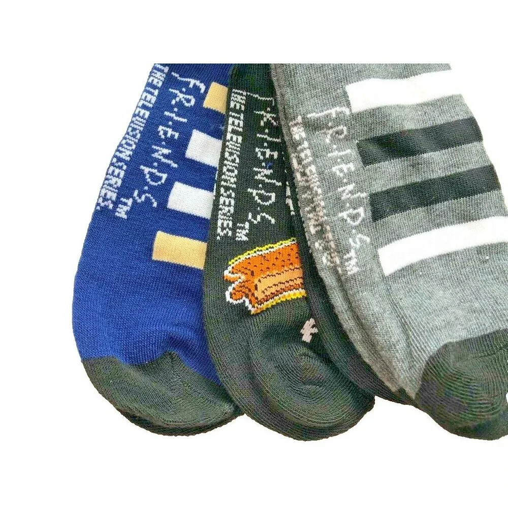 Friends Central Perk 3 Pair Socks Mens Ladies Couch Marcel Monkey Shoe Sz 6-12
